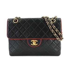 Chanel Matelasse Chain Shoulder Handbag, Lambskin, Black with Gold Hardware